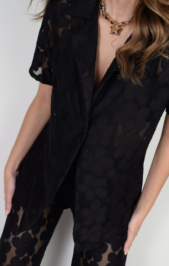Conjunto Encaje Stretch con Flores
