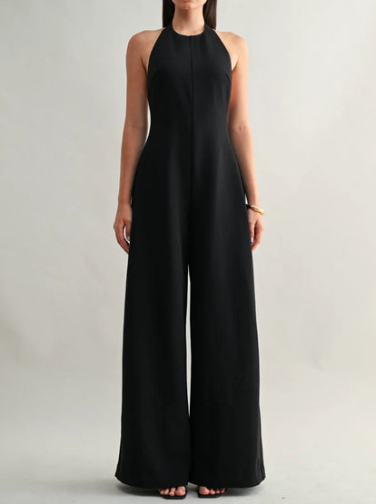Halter Neckline Open Back Jumpsuit